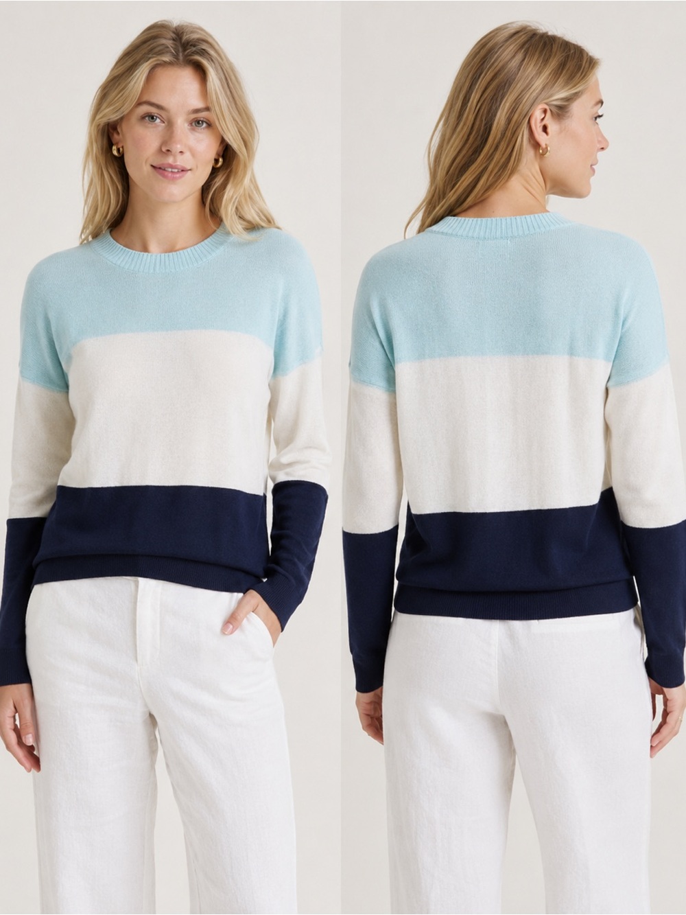 Club Monaco Striped Linen Boatneck Colorblock Sweater